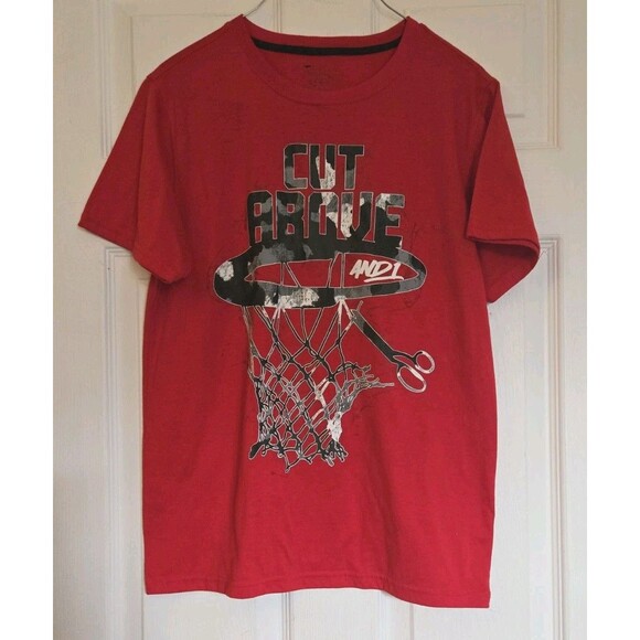 And1 Basketball Cut Above Boys XXL 2X Short Sleeve T Shirt Top Red Sports Hoop - Picture 2 of 5
